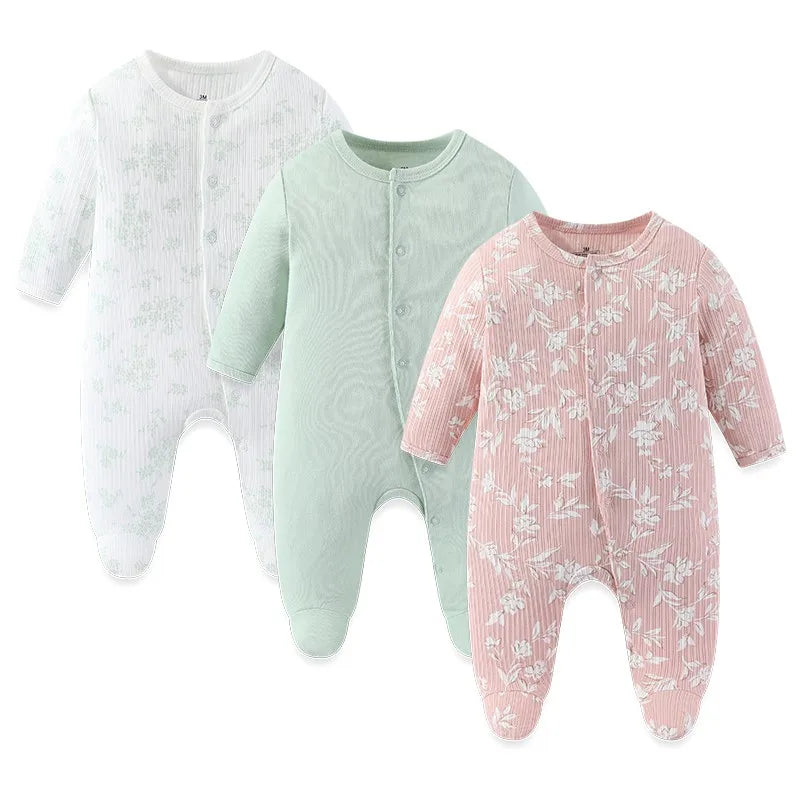 Baby Cotton Romper - Newborn Jumpsuit With Covered Button Closure, Soft Cotton Baby Clothes - ZOOMNSTORE