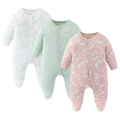 Baby Cotton Romper - Newborn Jumpsuit With Covered Button Closure, Soft Cotton Baby Clothes - ZOOMNSTORE