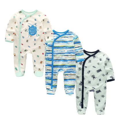 Baby Cotton Romper - Newborn Jumpsuit With Covered Button Closure, Soft Cotton Baby Clothes - ZOOMNSTORE