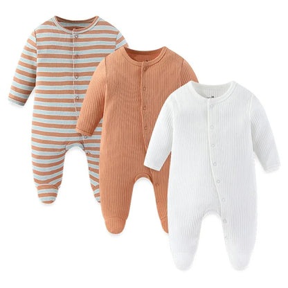 Baby Cotton Romper - Newborn Jumpsuit With Covered Button Closure, Soft Cotton Baby Clothes - ZOOMNSTORE