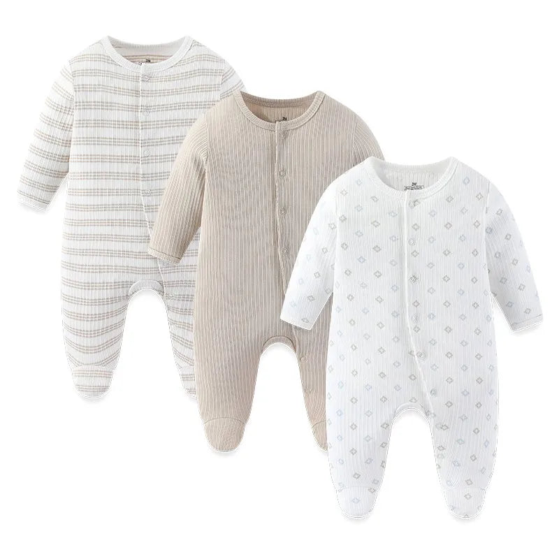 Baby Cotton Romper - Newborn Jumpsuit With Covered Button Closure, Soft Cotton Baby Clothes - ZOOMNSTORE
