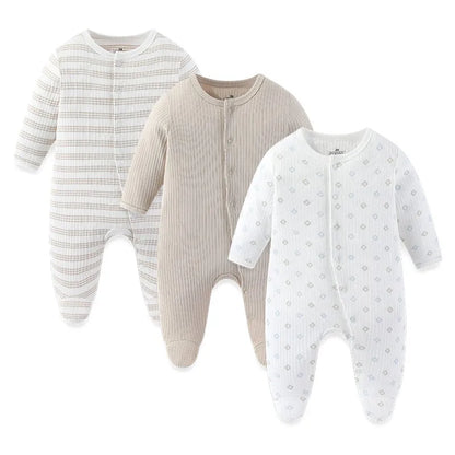 Baby Cotton Romper - Newborn Jumpsuit With Covered Button Closure, Soft Cotton Baby Clothes - ZOOMNSTORE