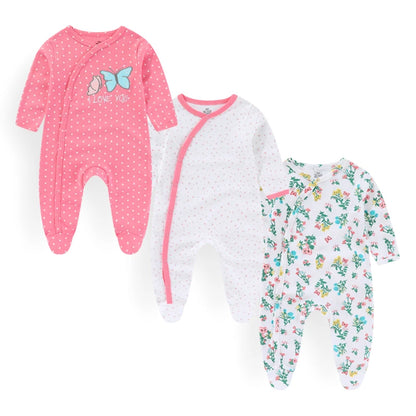 Baby Cotton Romper - Newborn Jumpsuit With Covered Button Closure, Soft Cotton Baby Clothes - ZOOMNSTORE