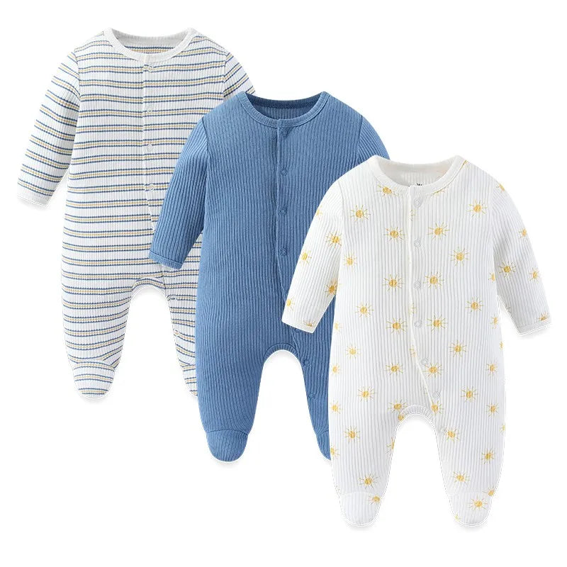 Baby Cotton Romper - Newborn Jumpsuit With Covered Button Closure, Soft Cotton Baby Clothes - ZOOMNSTORE