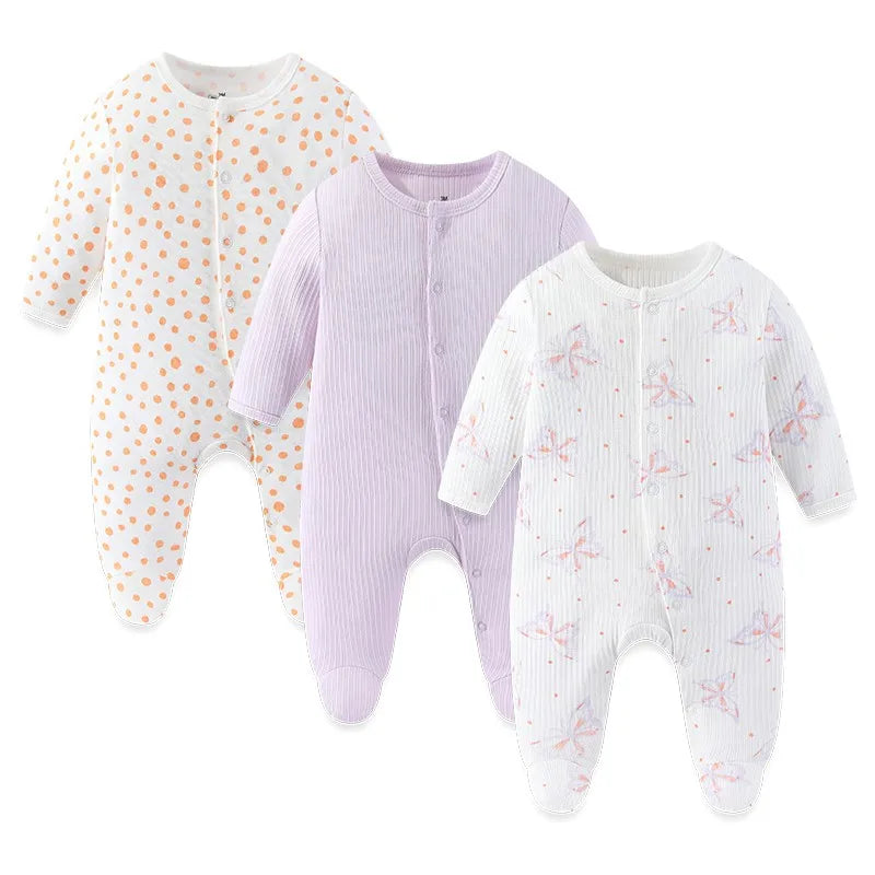 Baby Cotton Romper - Newborn Jumpsuit With Covered Button Closure, Soft Cotton Baby Clothes - ZOOMNSTORE