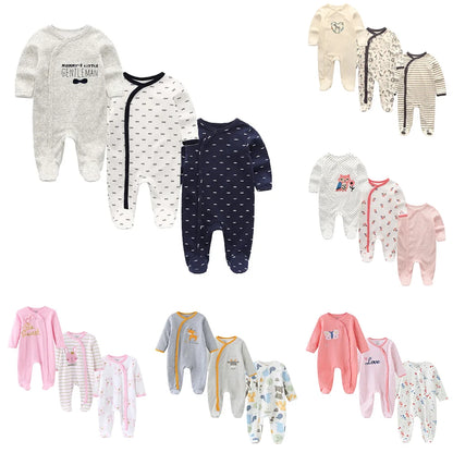 Baby Cotton Romper - Soft Knit Fabric Long Sleeve Cartoon Pattern Unisex Baby Clothes - ZOOMNSTORE