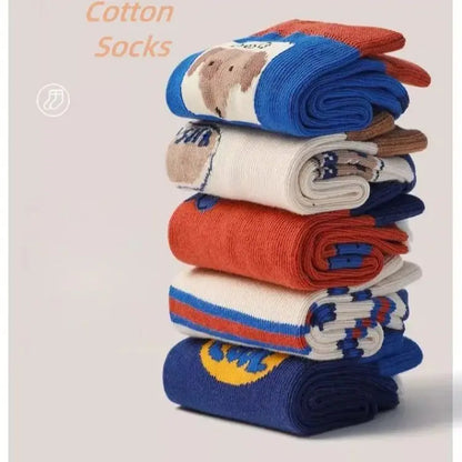 Baby Socks Children Autumn 5 Pairs New Cotton Socks Kids Sock 1-14T Boys Funny Puppy Pattern Socks - ZOOMNSTORE