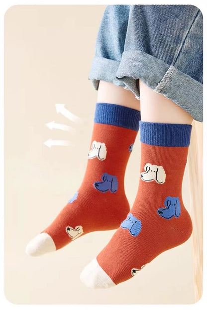 Baby Socks Children Autumn 5 Pairs New Cotton Socks Kids Sock 1-14T Boys Funny Puppy Pattern Socks - ZOOMNSTORE
