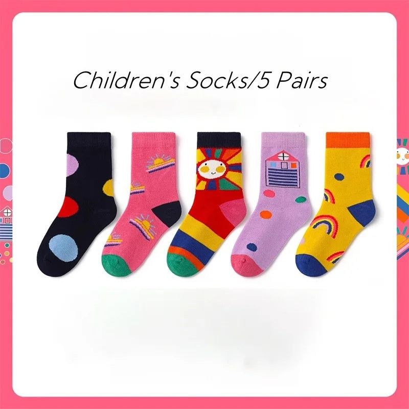 Baby Socks Children Autumn 5 Pairs New Cotton Socks Kids Sock 1-14T Boys Funny Puppy Pattern Socks - ZOOMNSTORE