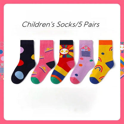 Baby Socks Children Autumn 5 Pairs New Cotton Socks Kids Sock 1-14T Boys Funny Puppy Pattern Socks - ZOOMNSTORE