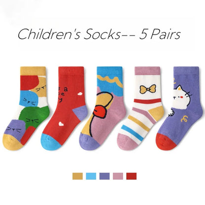 Baby Socks Children Autumn 5 Pairs New Cotton Socks Kids Sock 1-14T Boys Funny Puppy Pattern Socks - ZOOMNSTORE