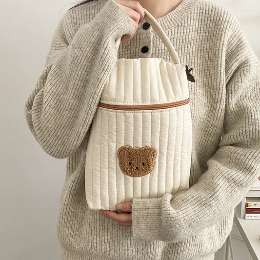 Baby Diaper Bag for Mom Cotton Bear Mommy Bags Nappy Diapers Organizer Zipper Women Handbags Maternity Bag Cartoon Beige Sac - ZOOMNSTORE
