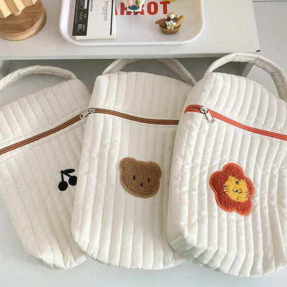 Baby Diaper Bag for Mom Cotton Bear Mommy Bags Nappy Diapers Organizer Zipper Women Handbags Maternity Bag Cartoon Beige Sac - ZOOMNSTORE