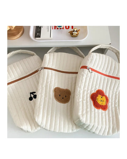 Baby Diaper Bag for Mom Cotton Bear Mommy Bags Nappy Diapers Organizer Zipper Women Handbags Maternity Bag Cartoon Beige Sac - ZOOMNSTORE