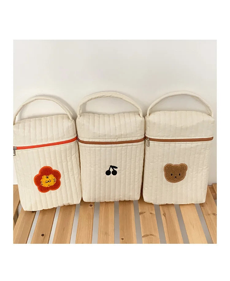Baby Diaper Bag for Mom Cotton Bear Mommy Bags Nappy Diapers Organizer Zipper Women Handbags Maternity Bag Cartoon Beige Sac - ZOOMNSTORE