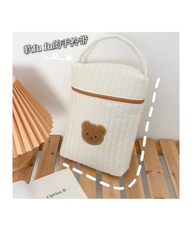 Baby Diaper Bag for Mom Cotton Bear Mommy Bags Nappy Diapers Organizer Zipper Women Handbags Maternity Bag Cartoon Beige Sac - ZOOMNSTORE