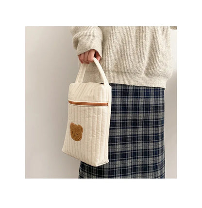 Baby Diaper Bag for Mom Cotton Bear Mommy Bags Nappy Diapers Organizer Zipper Women Handbags Maternity Bag Cartoon Beige Sac - ZOOMNSTORE