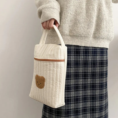 Baby Diaper Bag for Mom Cotton Bear Mommy Bags Nappy Diapers Organizer Zipper Women Handbags Maternity Bag Cartoon Beige Sac - ZOOMNSTORE