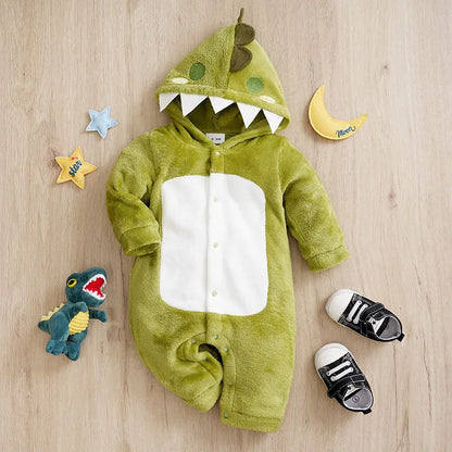 Baby Dinosaur Romper – Warm Infant Winter Clothes With Hooded Cartoon Design 0-18 Months - ZOOMNSTORE