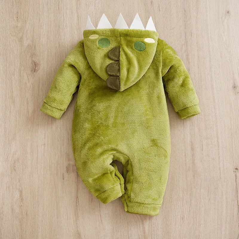 Baby Dinosaur Romper – Warm Infant Winter Clothes With Hooded Cartoon Design 0-18 Months - ZOOMNSTORE