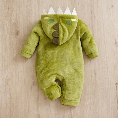 Baby Dinosaur Romper – Warm Infant Winter Clothes With Hooded Cartoon Design 0-18 Months - ZOOMNSTORE