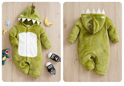 Baby Dinosaur Romper – Warm Infant Winter Clothes With Hooded Cartoon Design 0-18 Months - ZOOMNSTORE