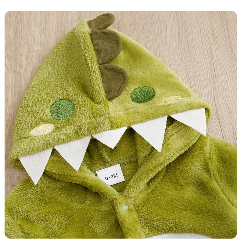 Baby Dinosaur Romper – Warm Infant Winter Clothes With Hooded Cartoon Design 0-18 Months - ZOOMNSTORE