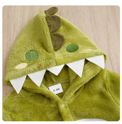 Baby Dinosaur Romper – Warm Infant Winter Clothes With Hooded Cartoon Design 0-18 Months - ZOOMNSTORE