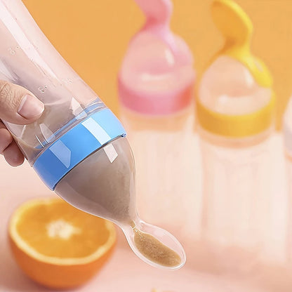 Baby Feeding Set - Silicone Baby Bottle, Rice Cereal & Fruit Feeder with Suction Base - ZOOMNSTORE