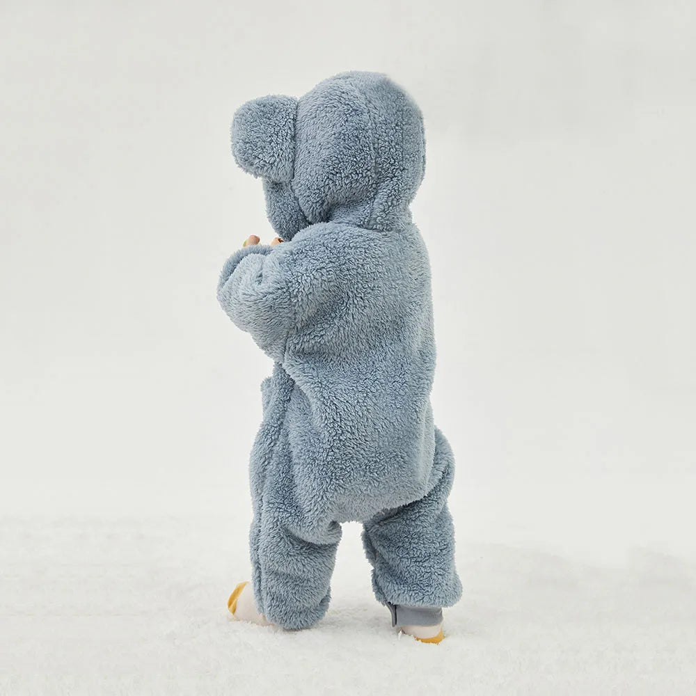 Baby Fleece Jumpsuit - Hooded Infant Romper With Zipper Closure | Warm Winter Babywear - ZOOMNSTORE