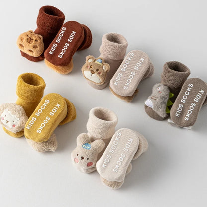 Baby Floor Socks for Boys Girls Winter Newborns Cotton Anti Slip Soled Cute Cartoon Toddler Sock Kids Thicken Warm Socken 0-3Yrs - ZOOMNSTORE