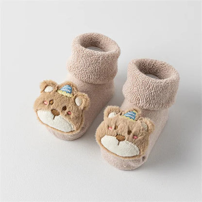 Baby Floor Socks for Boys Girls Winter Newborns Cotton Anti Slip Soled Cute Cartoon Toddler Sock Kids Thicken Warm Socken 0-3Yrs - ZOOMNSTORE