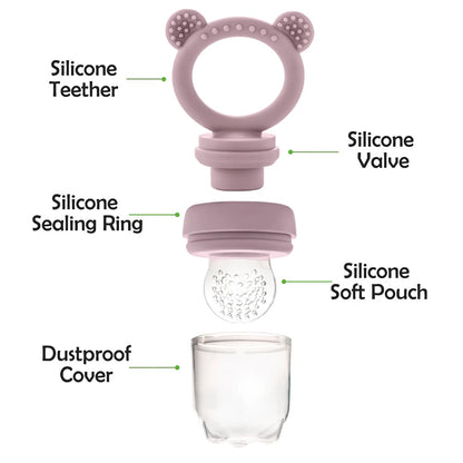Baby Fruit Feeder Silicone Pacifier With Cover - BPA Free Teething Relief Toy - ZOOMNSTORE