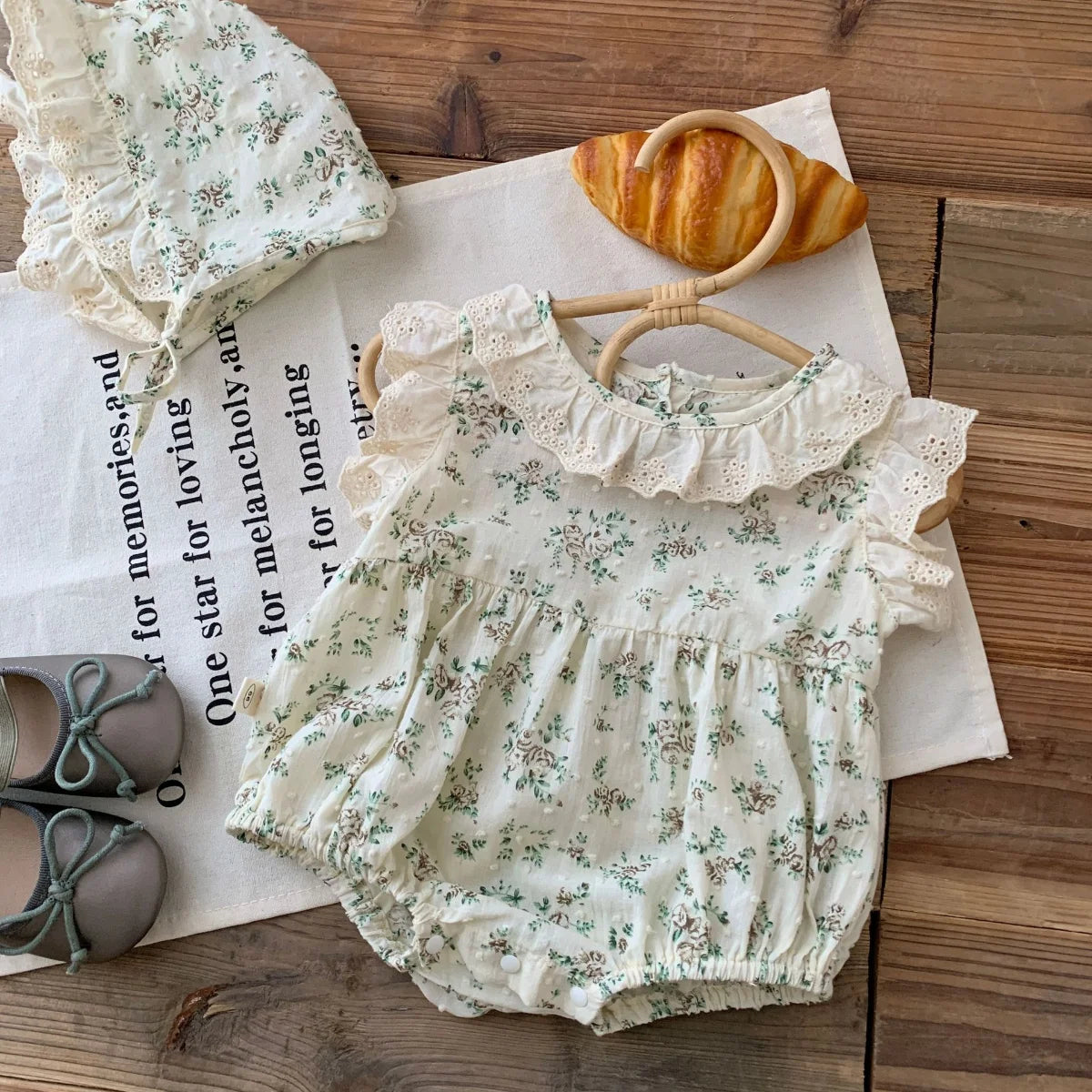 Baby Girl Bodysuit - Floral Ruched Design Sleeveless Cotton One-Piece Outfit 0-24 Months - ZOOMNSTORE