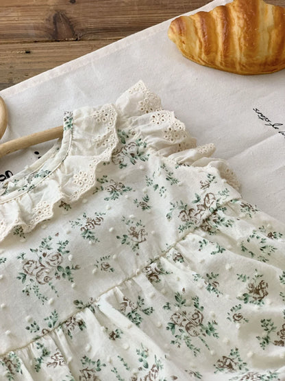 Baby Girl Bodysuit - Floral Ruched Design Sleeveless Cotton One-Piece Outfit 0-24 Months - ZOOMNSTORE
