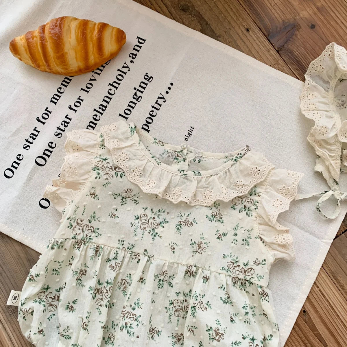 Baby Girl Bodysuit - Floral Ruched Design Sleeveless Cotton One-Piece Outfit 0-24 Months - ZOOMNSTORE