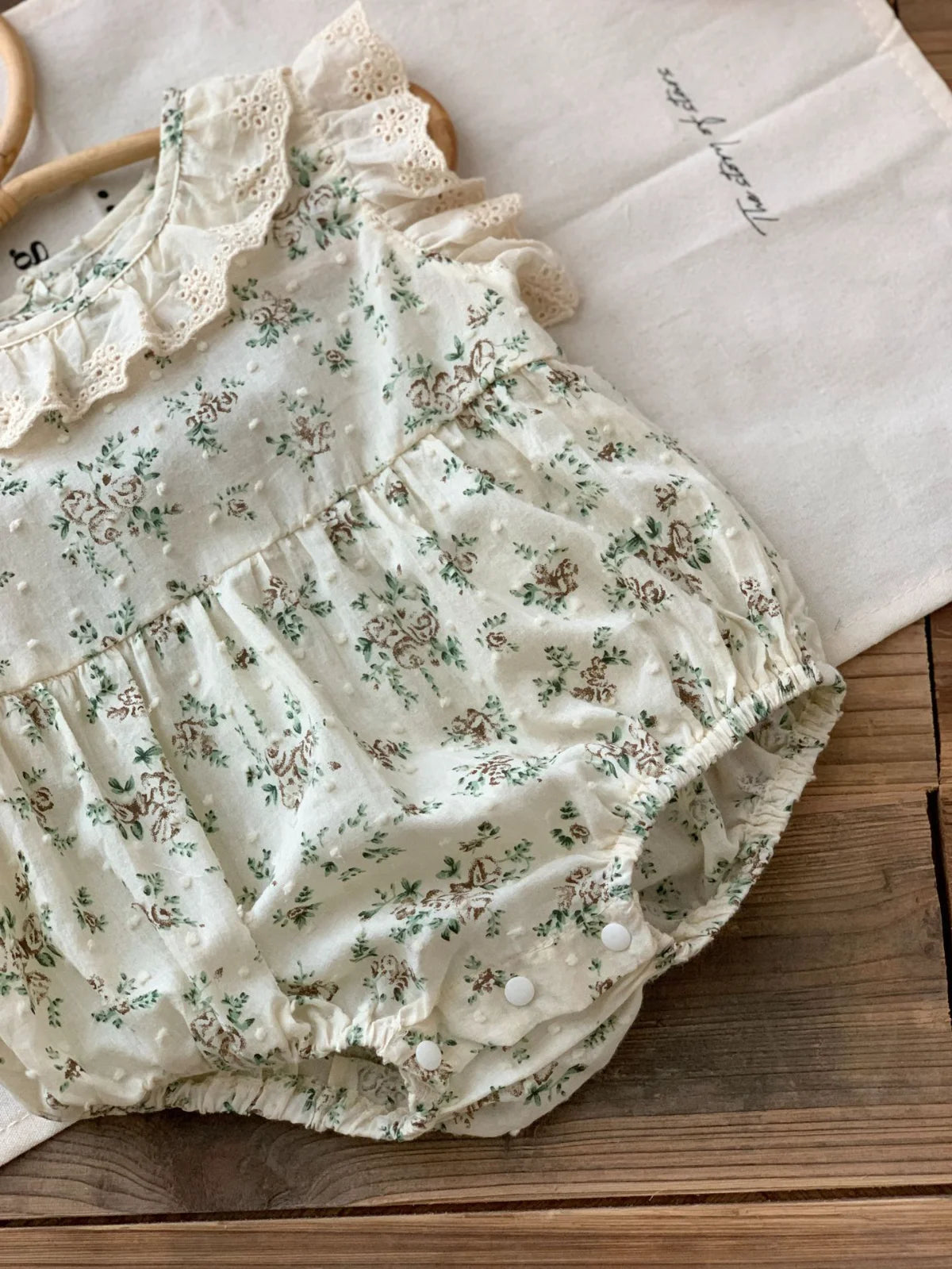 Baby Girl Bodysuit - Floral Ruched Design Sleeveless Cotton One-Piece Outfit 0-24 Months - ZOOMNSTORE
