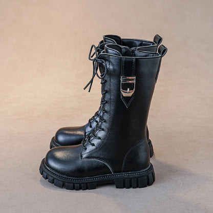 Baby Girl Boots - Waterproof PU Leather Riding Boots With Zipper Closure & Anti-Slip Sole - ZOOMNSTORE