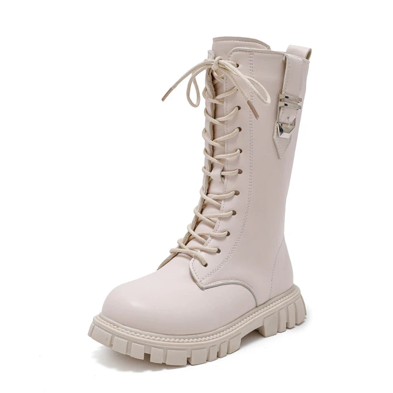 Baby Girl Boots - Waterproof PU Leather Riding Boots With Zipper Closure & Anti-Slip Sole - ZOOMNSTORE