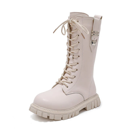 Baby Girl Boots - Waterproof PU Leather Riding Boots With Zipper Closure & Anti-Slip Sole - ZOOMNSTORE