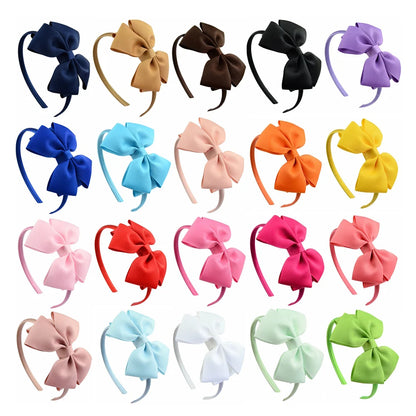 1 Piece Ribbon Handmade Hair Bows Hairbands for Baby Girls 20 Colors Cute Bowknot Solid Headband Headwear Baby Hair Accessories - ZOOMNSTORE
