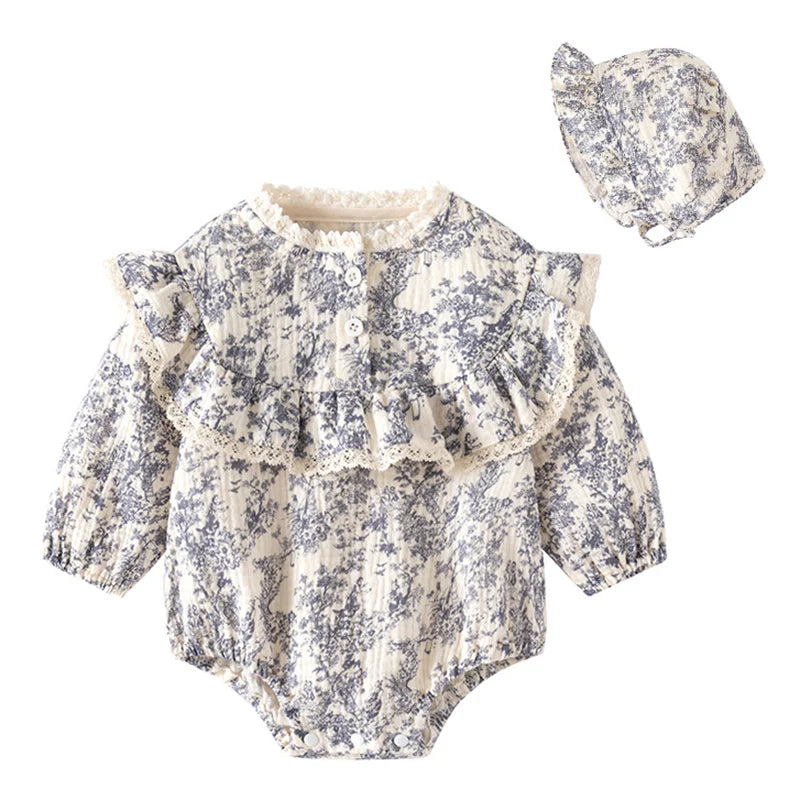 Baby Girl Romper - Korean Style Autumn Toddler Clothes 0-24 Months Cotton Print - ZOOMNSTORE