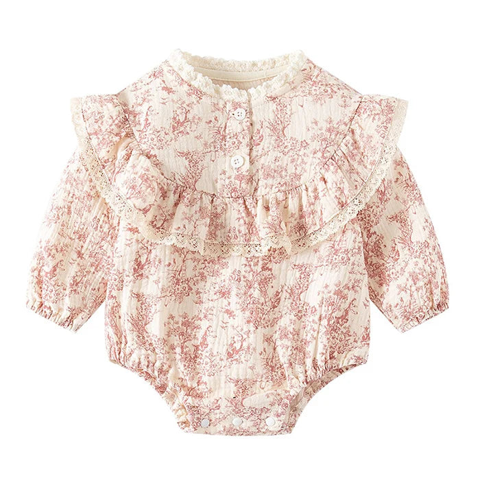 Baby Girl Romper - Korean Style Autumn Toddler Clothes 0-24 Months Cotton Print - ZOOMNSTORE