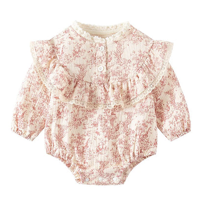 Baby Girl Romper - Korean Style Autumn Toddler Clothes 0-24 Months Cotton Print - ZOOMNSTORE