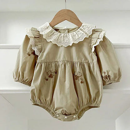 Baby Girl Romper - Korean Style Autumn Toddler Clothes 0-24 Months Cotton Print - ZOOMNSTORE