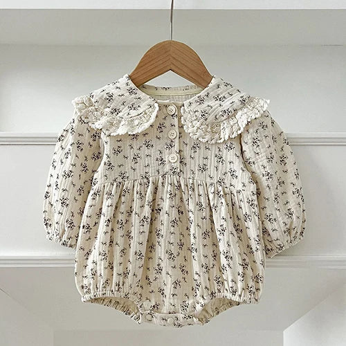 Baby Girl Romper - Korean Style Autumn Toddler Clothes 0-24 Months Cotton Print - ZOOMNSTORE