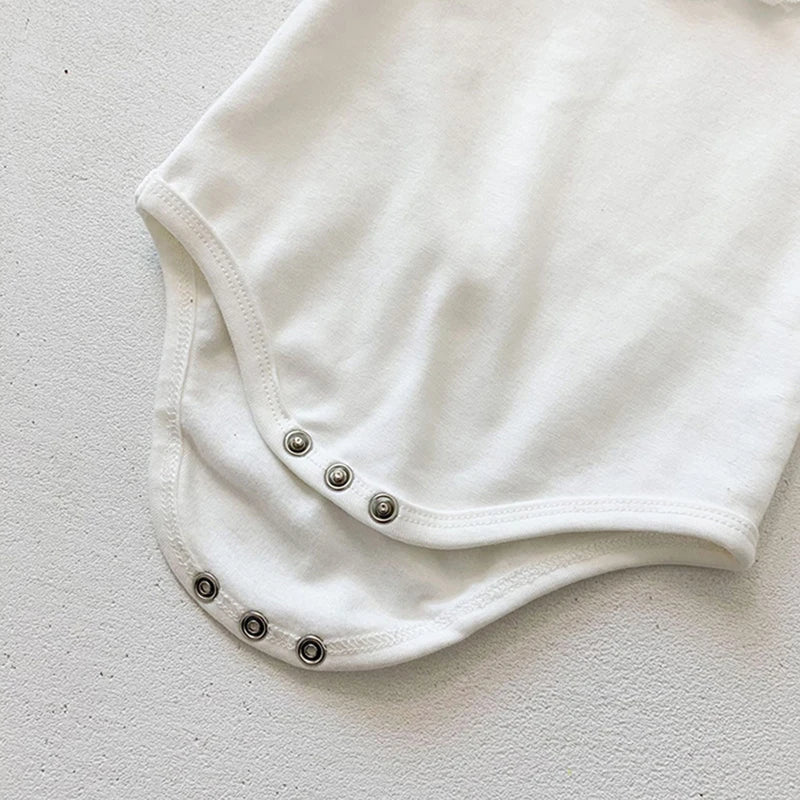 Baby Girl Romper - Long Sleeve Lace Detail Soft Cotton Bodysuit for Newborns - ZOOMNSTORE