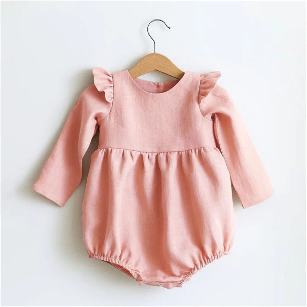 Baby Girl Romper - Soft Cotton Long Sleeve Floral Infant Bodysuits For 0-2 Years - ZOOMNSTORE