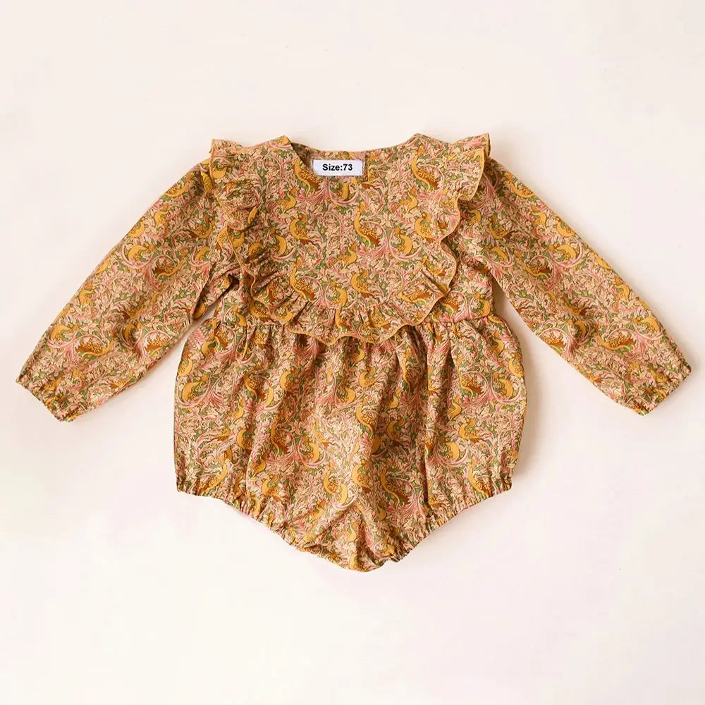 Baby Girl Romper - Soft Cotton Long Sleeve Floral Infant Bodysuits For 0-2 Years - ZOOMNSTORE