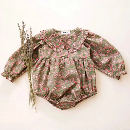 Baby Girl Romper - Soft Cotton Long Sleeve Floral Infant Bodysuits For 0-2 Years - ZOOMNSTORE
